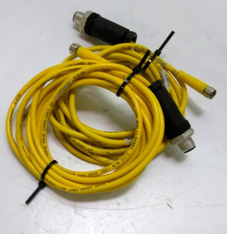 Used Lot of 2 Turck U2515-65 Cable, 9' long, 3 Conductor, M8 Female Connector