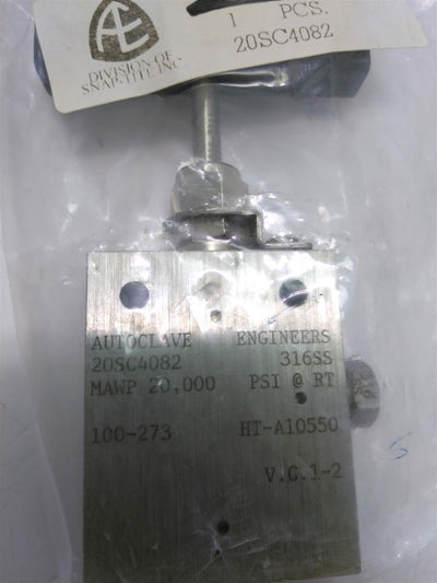 New Parker 20SC4082 Medium Pressure Needle Valve 20,000 PSI 5/16" Tubing