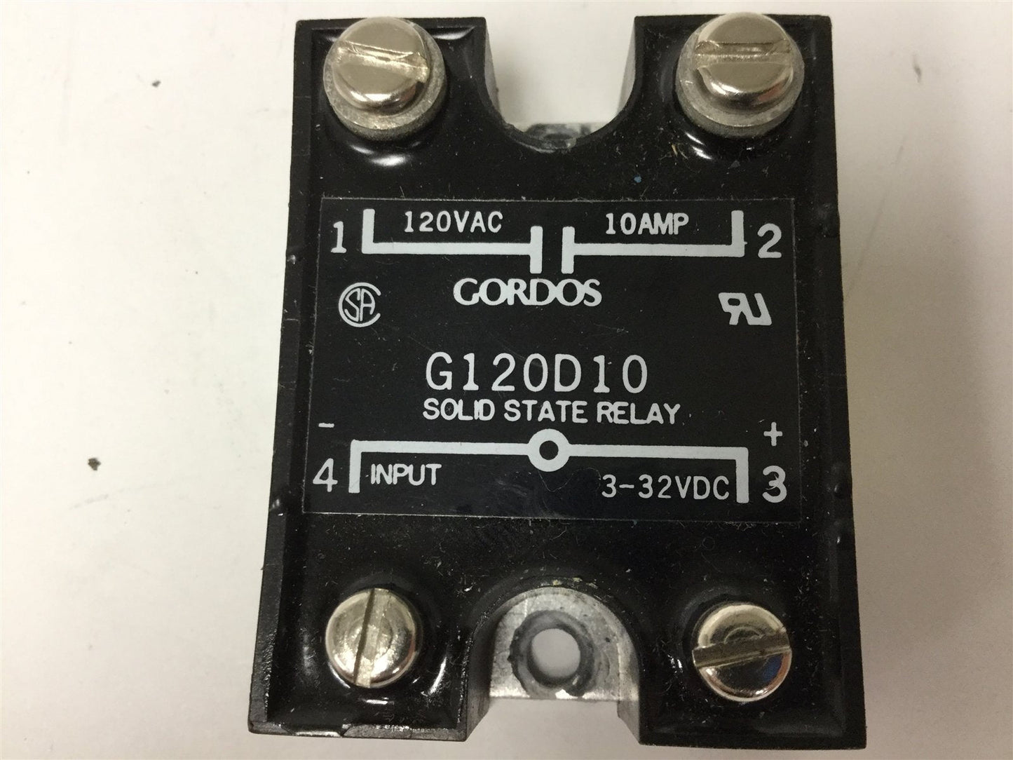 Used Gordos G120D10 Solid State Relay, Control: 3-32VDC, Contact: 120VAC 10A