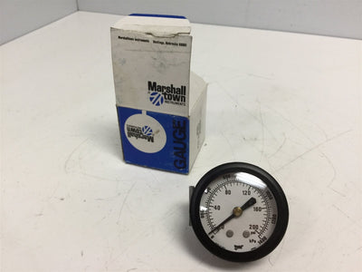 New Marshall Town G10050 Pressure Gauge 2" Face 23B 200# 1/4" NPT 0-200Psi
