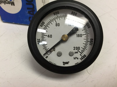 New Marshall Town G10050 Pressure Gauge 2" Face 23B 200# 1/4" NPT 0-200Psi