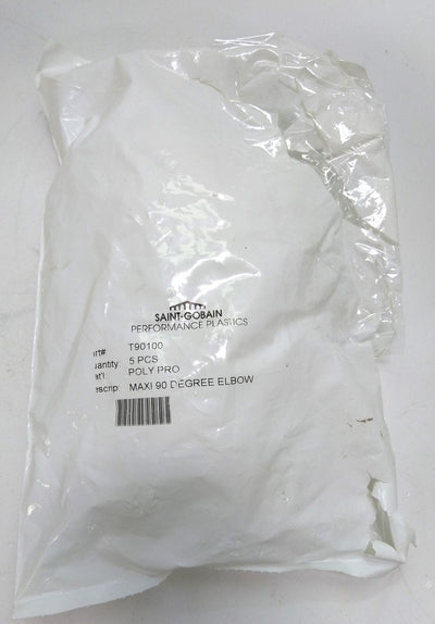 New Lot of 5 New SAINT-GOBAIN T90100 Tri-Clamp 90 Deg. Sanitary Elbow, MAXI, PolyPro