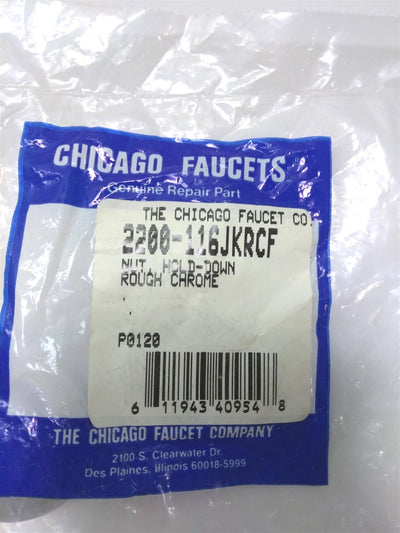 New Lot of 2 New Chicago Faucet 2200-116JKRCF Hold Down Nuts, OD: 1 5/8" , ID: 1"