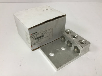 New Burndy K3A36U2N Three Conductor Lug, Wire Size: 2 AWG to 600 kcmil