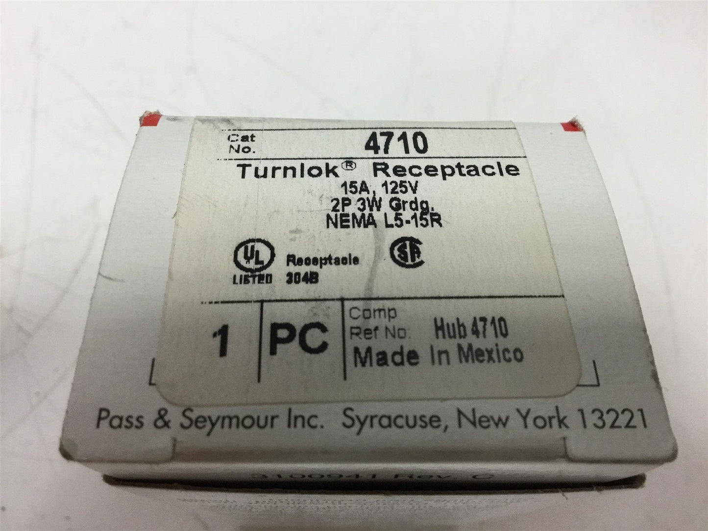 Used Lot of 3 Pass and Seymour 4710 Turnlok Receptacle Voltage: 125VAC, Amperage: 15A
