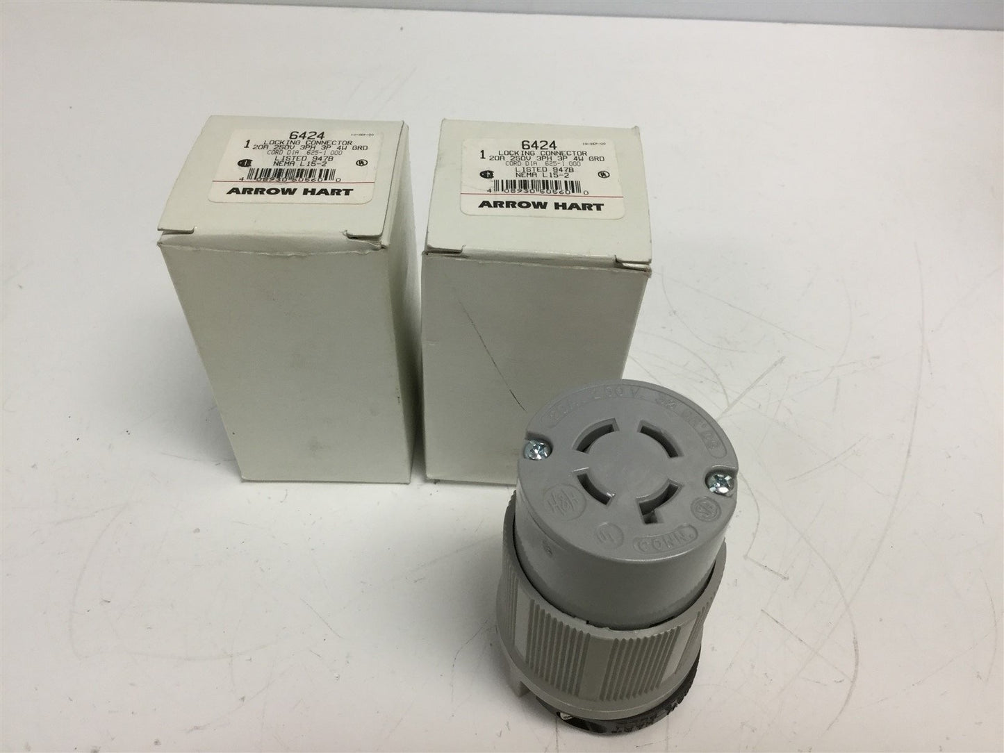 Used Lot of 2 Arrow Hart 6269 Locking Connector, Female, 20A 250V 3-Phase 3-Pole