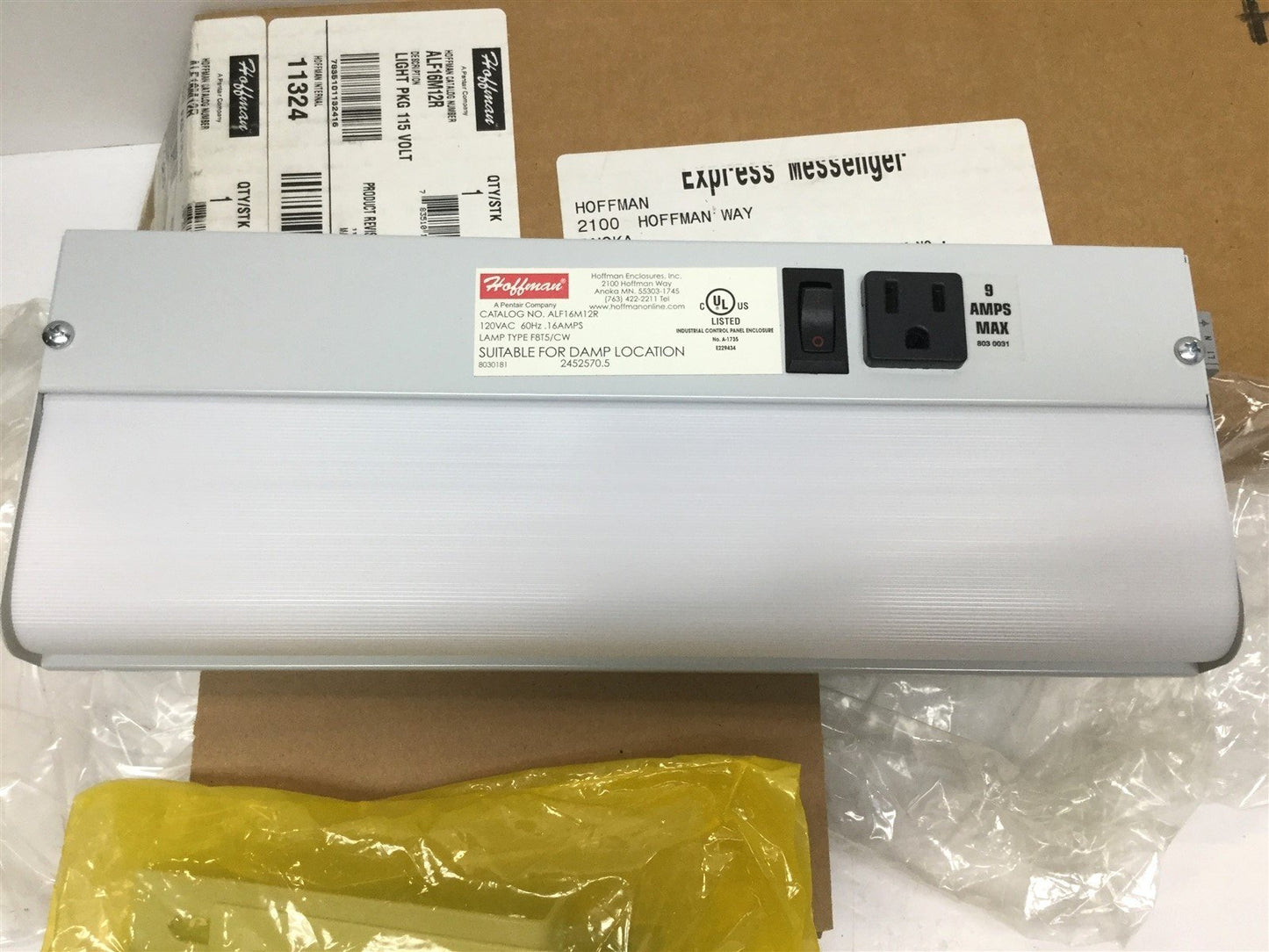Used Hoffman ALF16M12R Fluorescent Undercabinet Enclosure Light Fixture 12" 115VAC