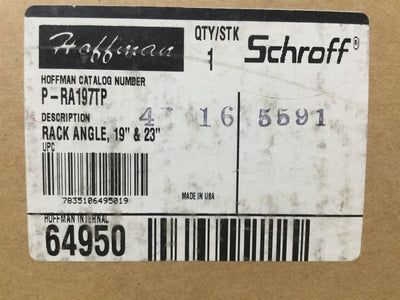 New – Open box Hoffman PRA197TP Rack Angle, 19" & 23", Tapped Holes *Missing Mounting Hardware*