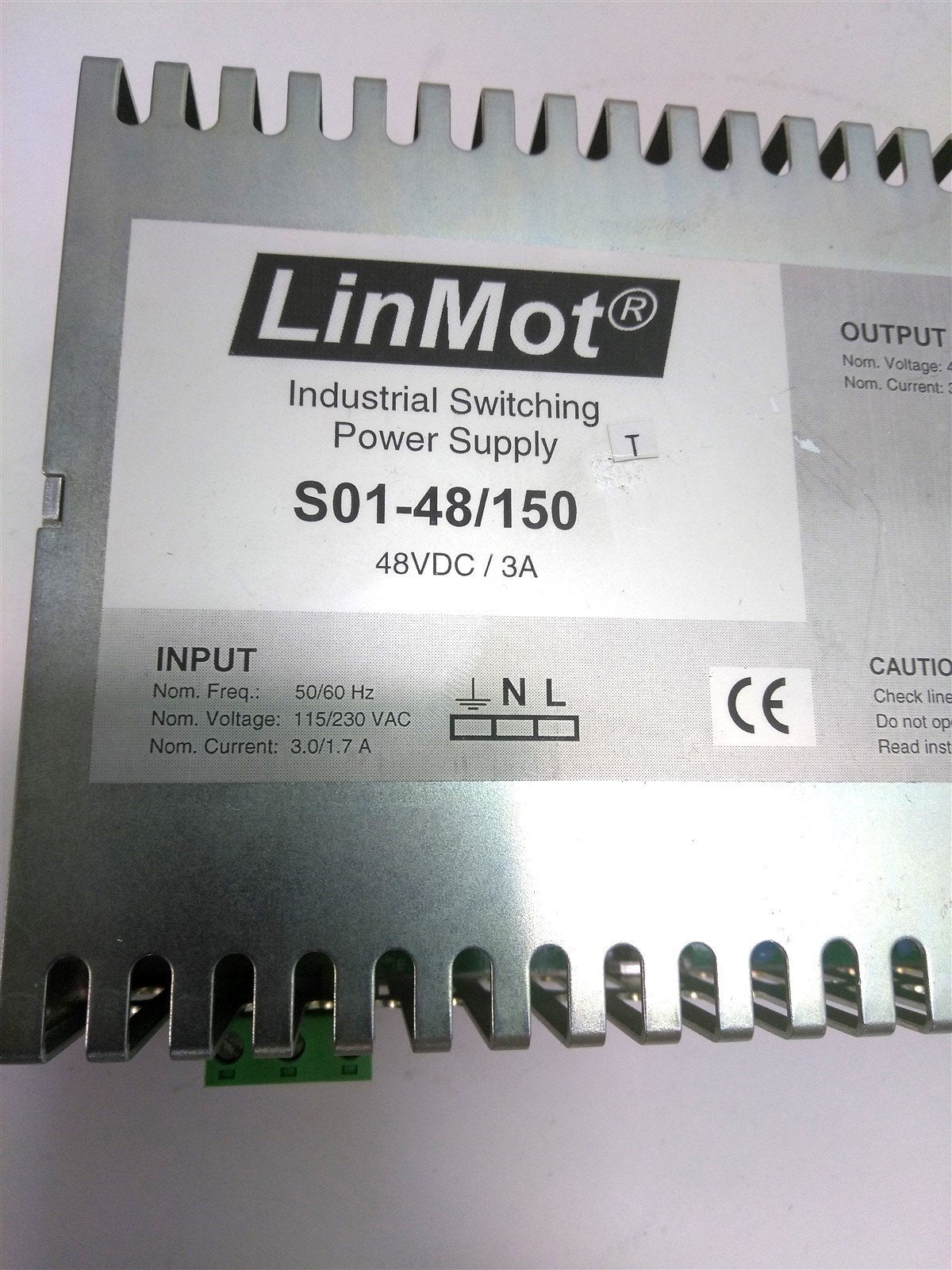 Used LinMot S01-48/150 Power Supply, In: 115 / 230VAC 3 / 1.7A, Out: 48VDC 3A