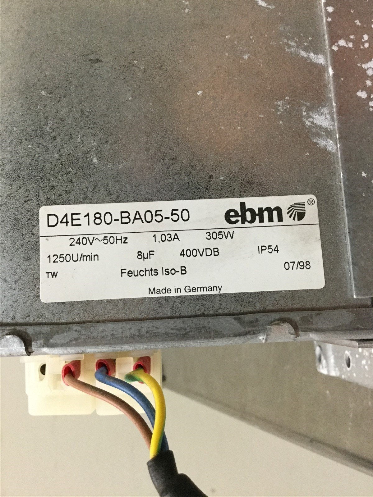 Used EBM-Papst D4E180-BA05-50 Fan Blower, 1250RPM, Voltage: 240VAC 50Hz, 305W