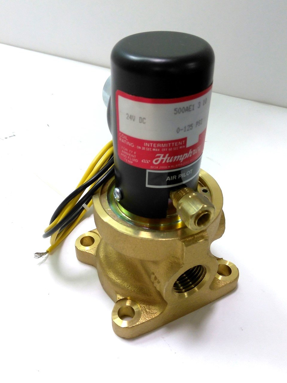 New – Open box Humphrey 500AE1 3 10 Electric Solenoid Valve, 0 -125 psi, 1/2" NPT, 24V DC