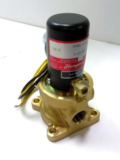 New – Open box Humphrey 500AE1 3 10 Electric Solenoid Valve, 0 -125 psi, 1/2" NPT, 24V DC