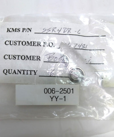 New Lot of 6 New KMS SSR4DR-6 Radial Ball Bearings, 316 Stainless, ID 1/4", OD 5/8"