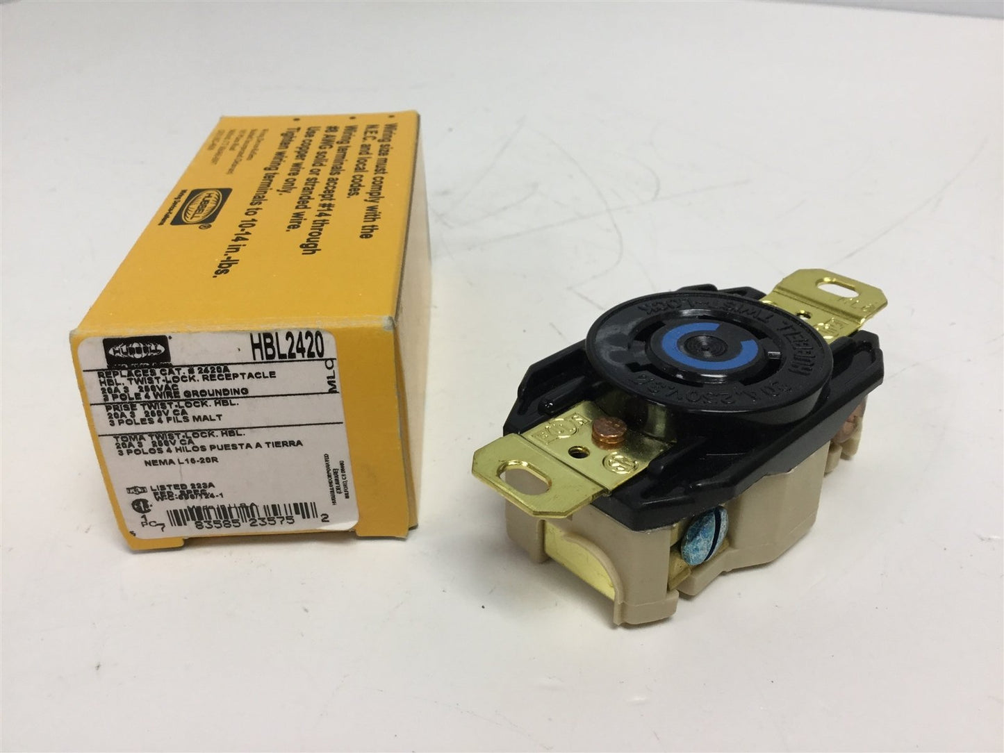 New Hubbell HBL2420 Female Receptacle 3-Pole 4-Wire Grounding 20A 3 Phase 250VAC