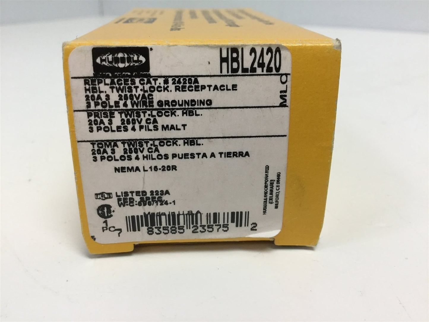 New Hubbell HBL2420 Female Receptacle 3-Pole 4-Wire Grounding 20A 3 Phase 250VAC