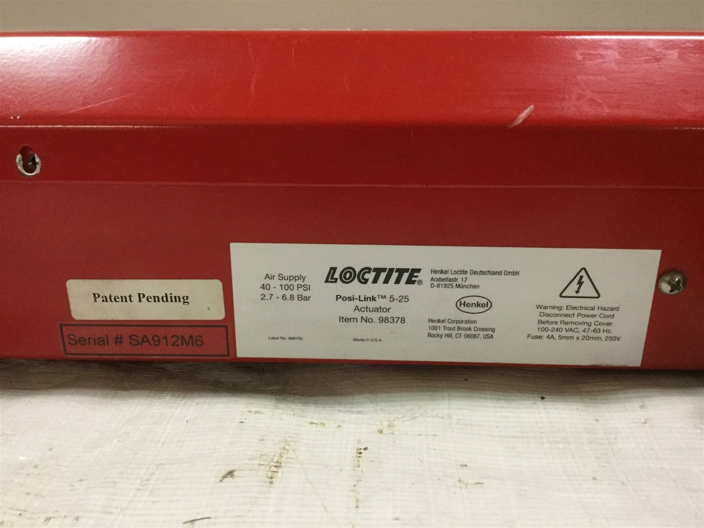 Used Loctite 98378 Posi-Link Actuator 5-25 w/ Handheld Dispensing Head 90-260VAC
