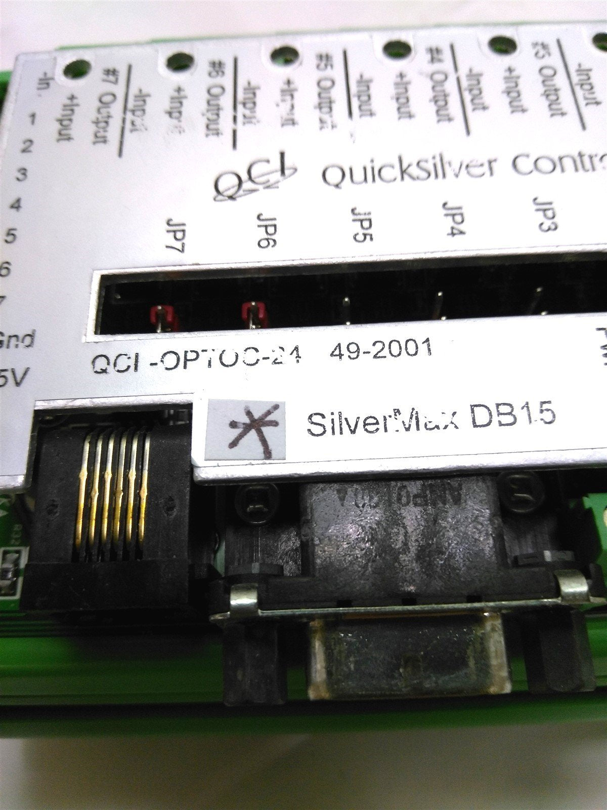 Used QuickSilver QCI-OPTOC-24 Optical I/O Module, Voltage 5-24VDC, DIN Mount, 7 I/O's