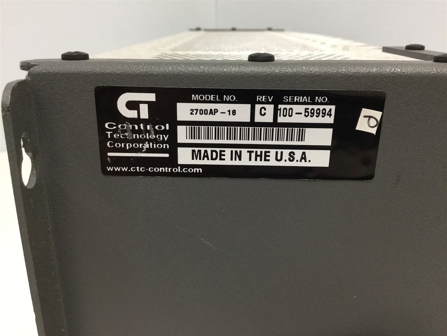 Used Control Technology 2700AP-16 PAC/PLC Controller Backplane Rack Chassis, 16-Slot