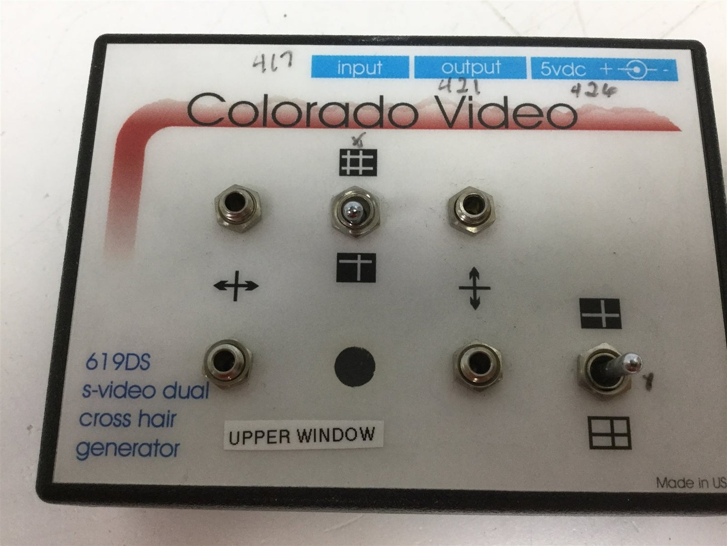Used Colorado Video 619DS S-Video Dual Cross Hair Generator 3.25"x4.38"x1.5" 5V DC