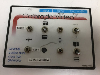 Used Colorado Video 619DMS S-Video Dual Cross Hair Generator 3.25"x4.38"x1.5" 5V DC