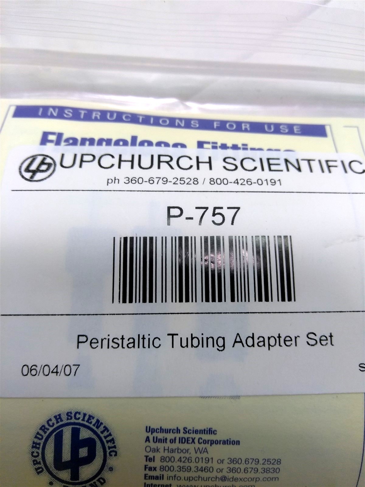 New Lot of 2 New Upchurch Scientific P-757 Tubing Adapters, Rigid to Soft Tubing