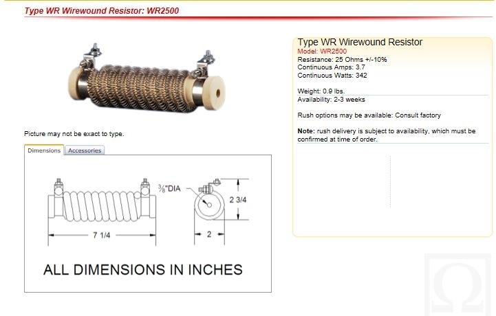 New – Open box NEW Powerohm WR 2500 Wire Wound Heating Element Box 2200W w/60T Limit 240VAC