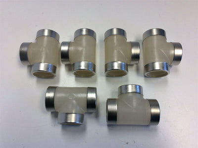 New – Open box Lot of 6 PLF4805-007SR 3/4" NPT Female Tees Schedule 80 Reinforced SS Collars