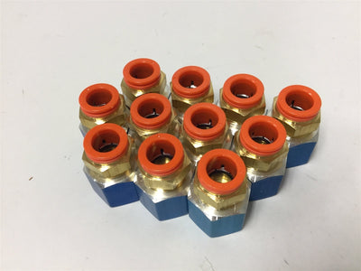 New Lot of 11 New SMC KQ2H13-37 One-Touch Fittings, 1/2" Tubing to Female Adapter