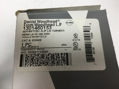New Daniel Woodhead 1301460153 Water Resistant Receptacle Power: 15A 250VAC