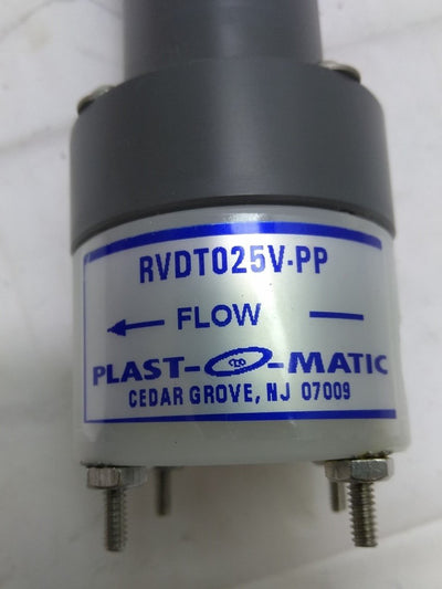 New Plast-O-Matic RVDT025V-PP Diaphragm Valve, 1/4" NPT Ports, 1GPM, 150PSI MAX