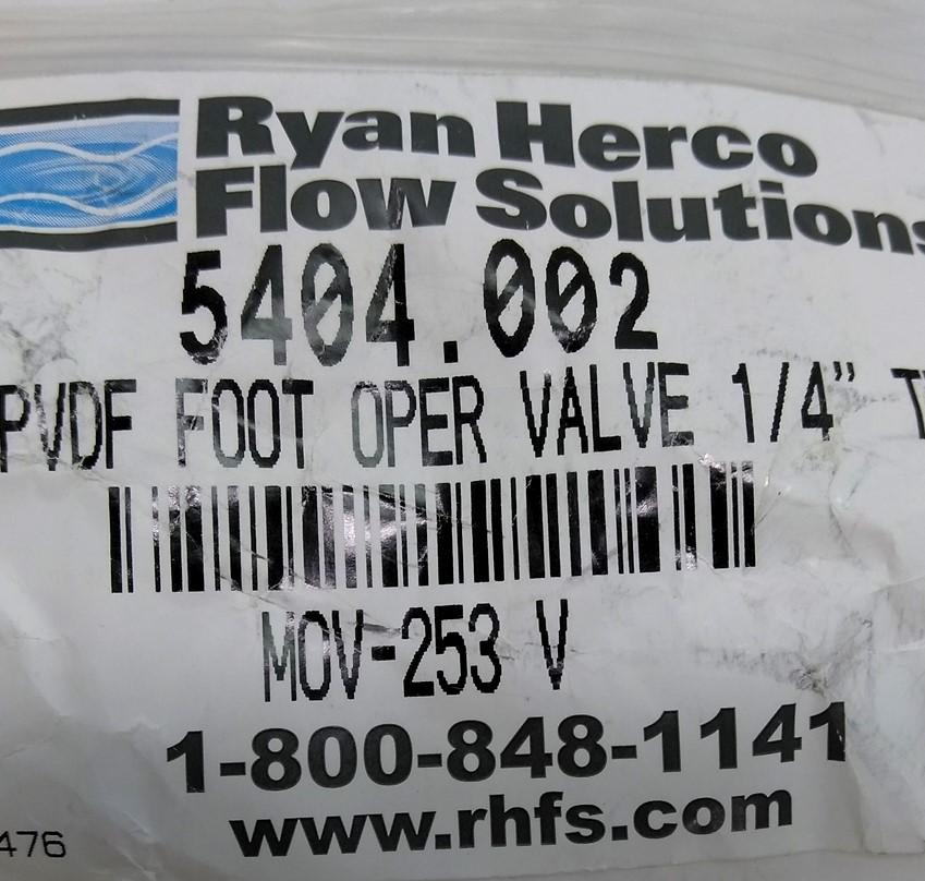 New RK Industries MOV-253 V Foot Operated Valve, 1/4" NPT, 150PSI, PVDF, VITON