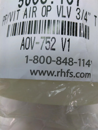 New RK Industries AOV-752 V1 Pneumatically Actuated Valve, NC, 80PSI, 3/4"NPT