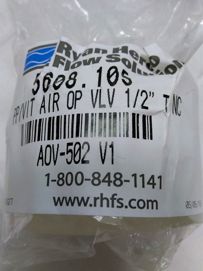 New RK Industries AOV-502 V1 Pneumatically Actuated Valve, NC, 80PSI, 1/2"NPT