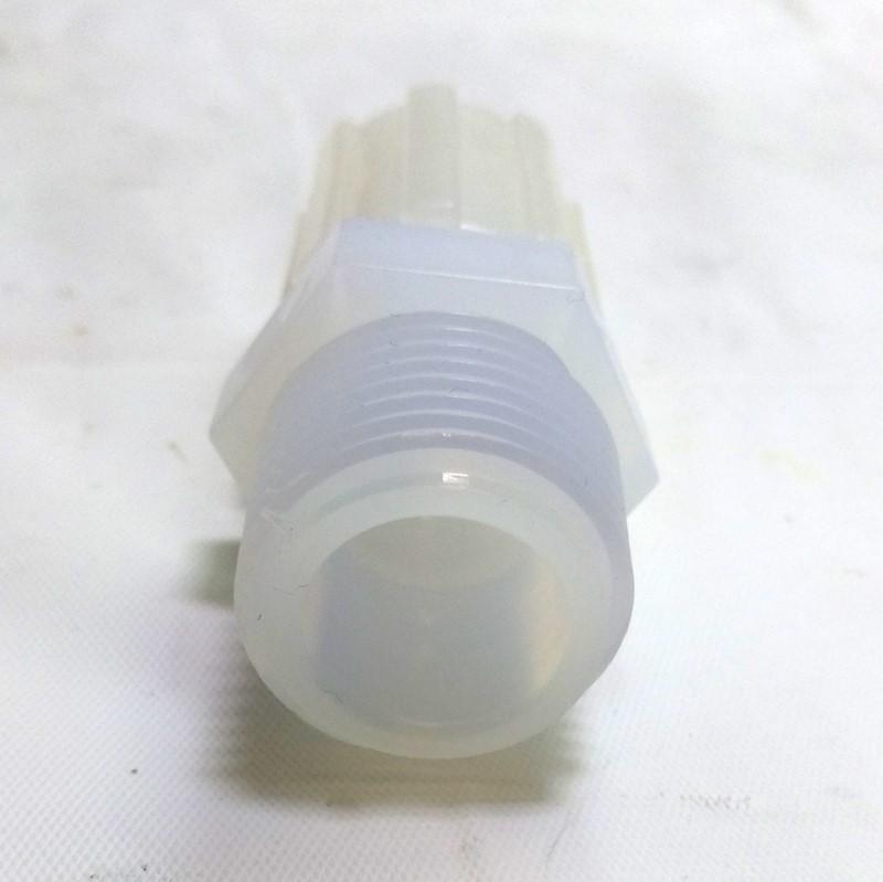 Used Entegris C6-8FN-1 Flaretek Straight Adapter, 3/8" Tubing to 1/2" MNPT PFA