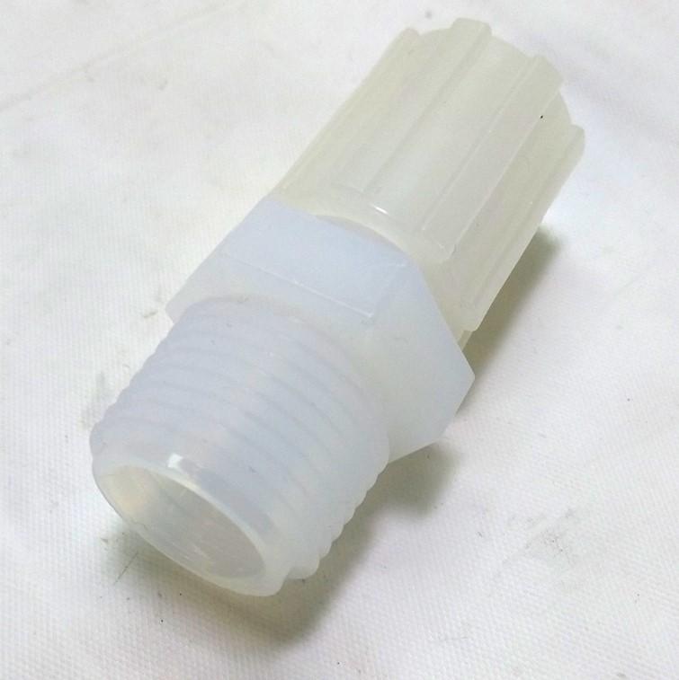 Used Entegris C6-8FN-1 Flaretek Straight Adapter, 3/8" Tubing to 1/2" MNPT PFA