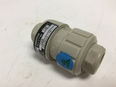 Used Asahi-America 02J00217F Ball Check Valve, PP, 1/2"NPT, 150PSI at 70°F, Max 175°F
