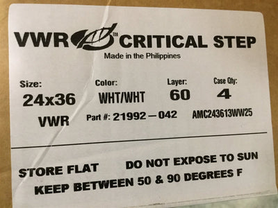 New Lot of 2 New VWR 21992-042 Critical Step Multi-Layer Floor Mats 24" x 36", White