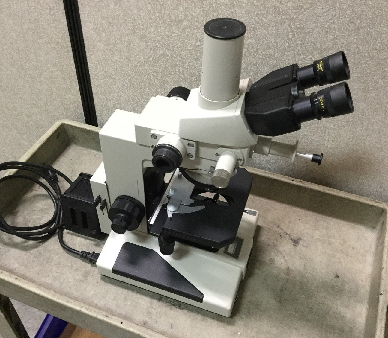 Used Nikon Optiphot Microscope, Power: 100/120VAC, Lamp: 50W, With CFW 10x Eyepieces