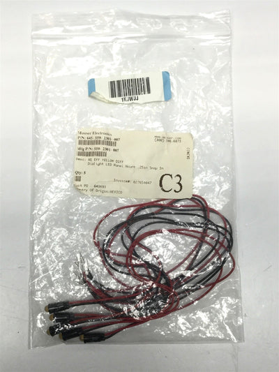 New – Open box Lot of 5 New Dialight 559-2301-007 LED Panel Mount Indicator, Yellow, 6.35mm, 5V