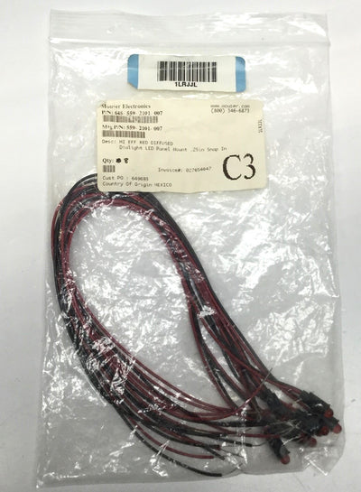 New Lot of 8 New Dialight 559-2101-007 LED Panel Mount Indicator, Red, 6.35mm, 5V