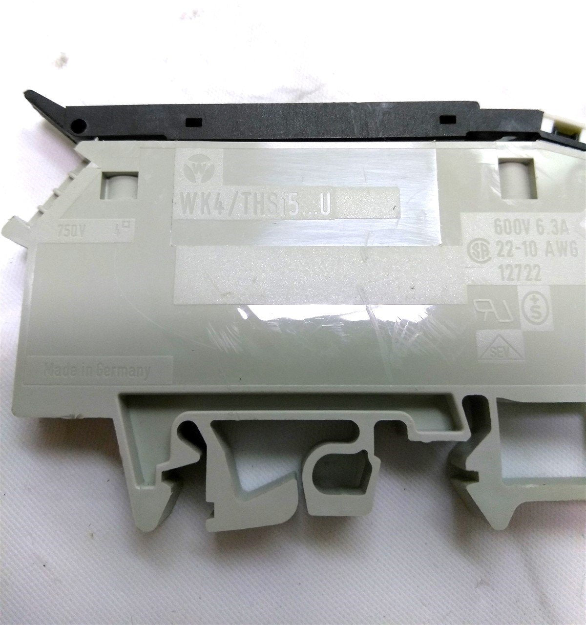 Used Lot of 5 Wieland WK4/THSi5...U Fused Terminal Block, 22-10AWG, 800V 6.3A, L Gray