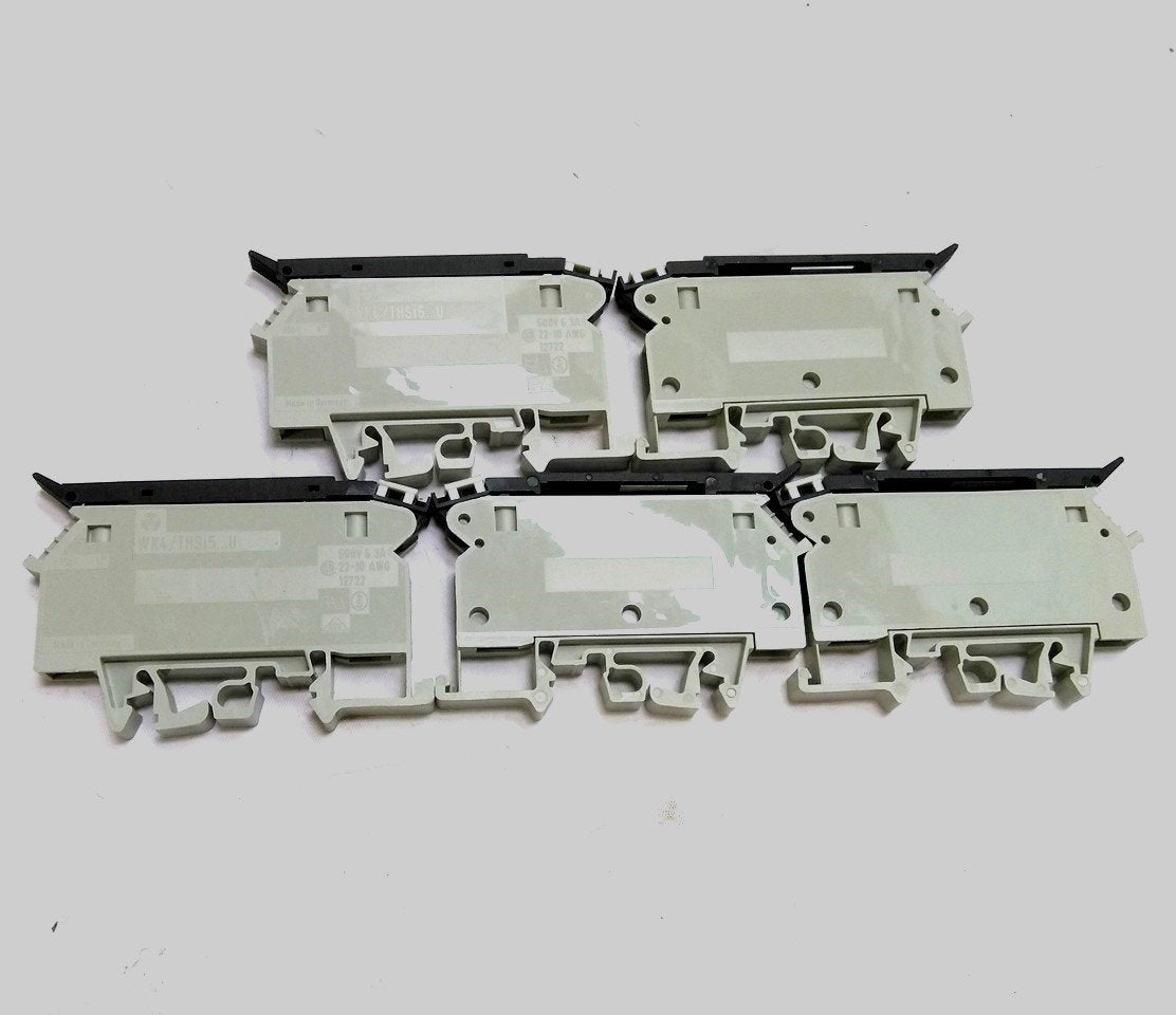 Used Lot of 5 Wieland WK4/THSi5...U Fused Terminal Block, 22-10AWG, 800V 6.3A, L Gray