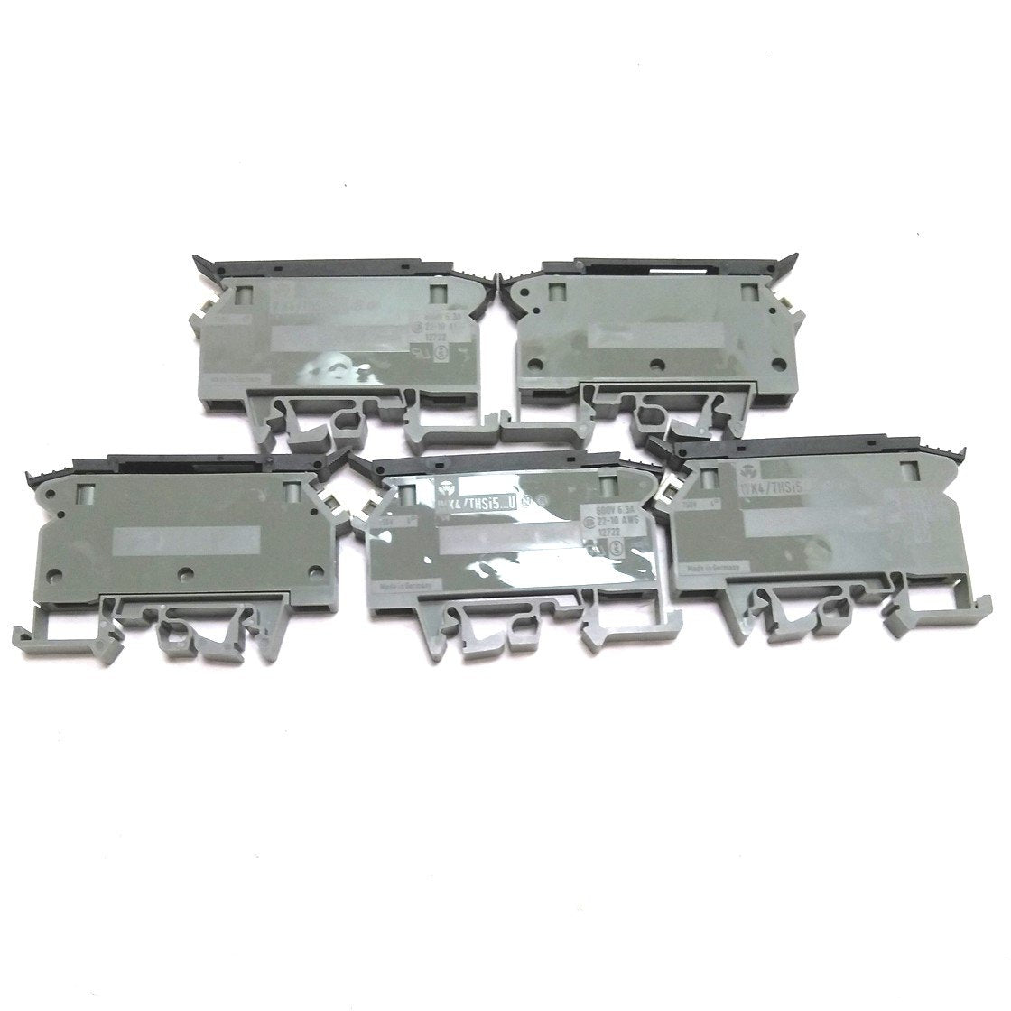 Used Lot of 5 Wieland 57.904.5355.0 Fused Terminal Block, 22-10AWG, 800V 6.3A, Gray