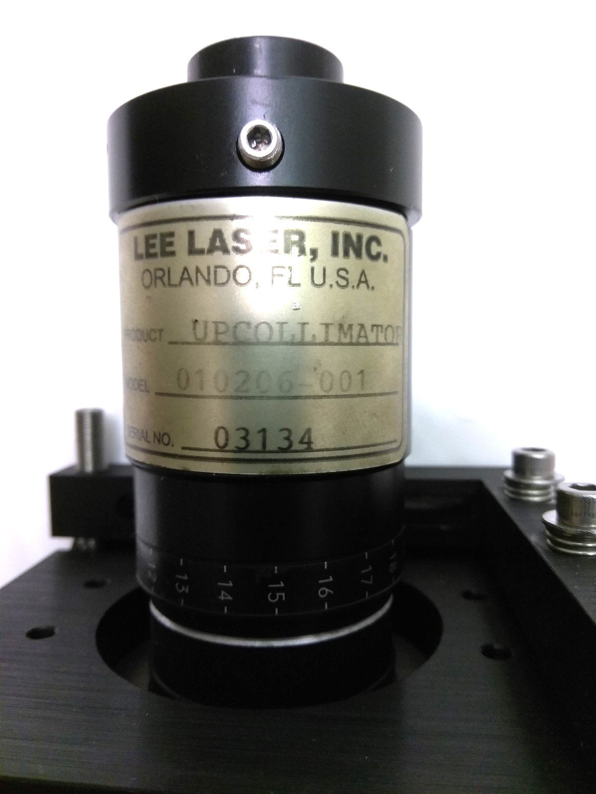 Used Lee Laser Inc. 010206-001 Laser Up Collimator for LL650, L 7.5" x H 4" x W 3"