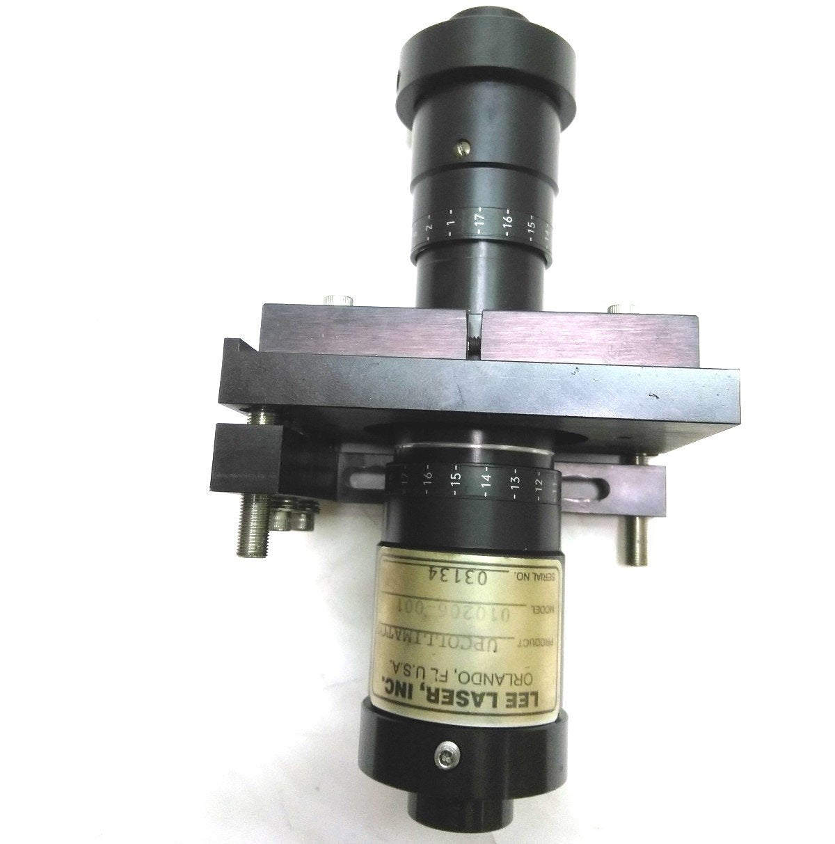 Used Lee Laser Inc. 010206-001 Laser Up Collimator for LL650, L 7.5" x H 4" x W 3"