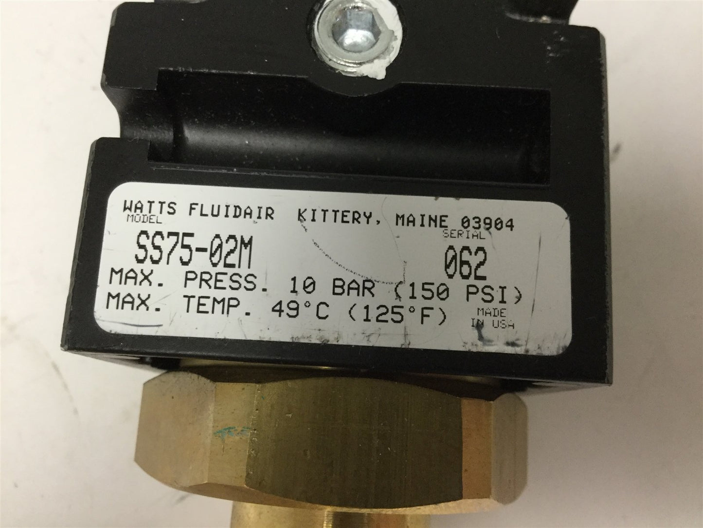 Used Parker Watts SS75-02M Soft Start Valve, Pressure: 150psi, *Missing Solenoid Coil