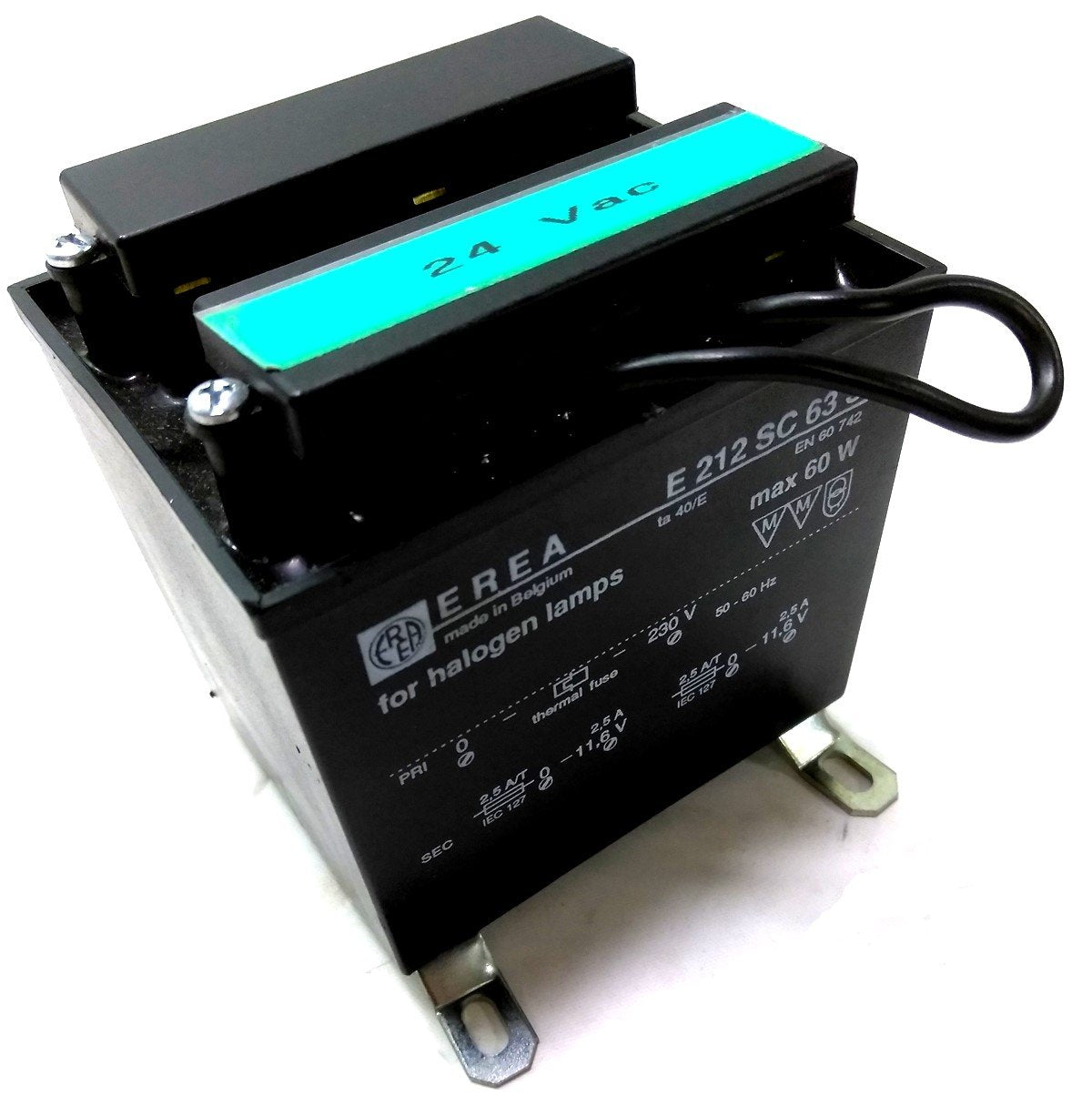 Used EREA 212 SC 63 SK Halogen Lamp Transformer, 60W, In: 230VAC 60Hz Out: 24VAC 5A