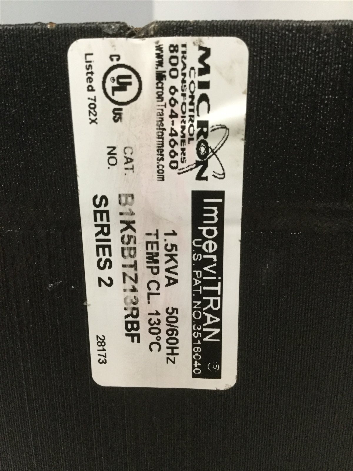 Used Micron B1K5BTZ13 ImperviTran P:220-240/440-480 S:110-120VAC 1500VA 1Ph *Tested