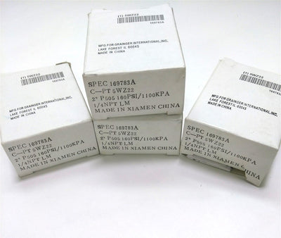 New Lot of 4 5WZ22 New Pneumatic Gauge, 2" Face, 0-160PSI, 1/4" NPT Bottom