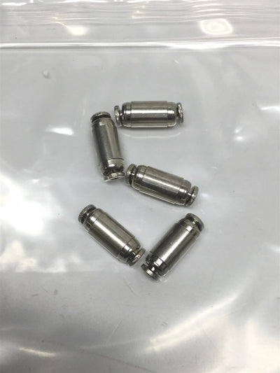 New Lot of 5 New Numatics INB100-108-000 Straight Union Tubing Coupler 1/8" to 1/8"